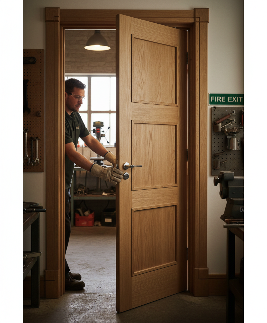 Premium Fully Finished Internal Fire Door with Three Flat Recessed Panels and Raised Beading for Strength and Durability