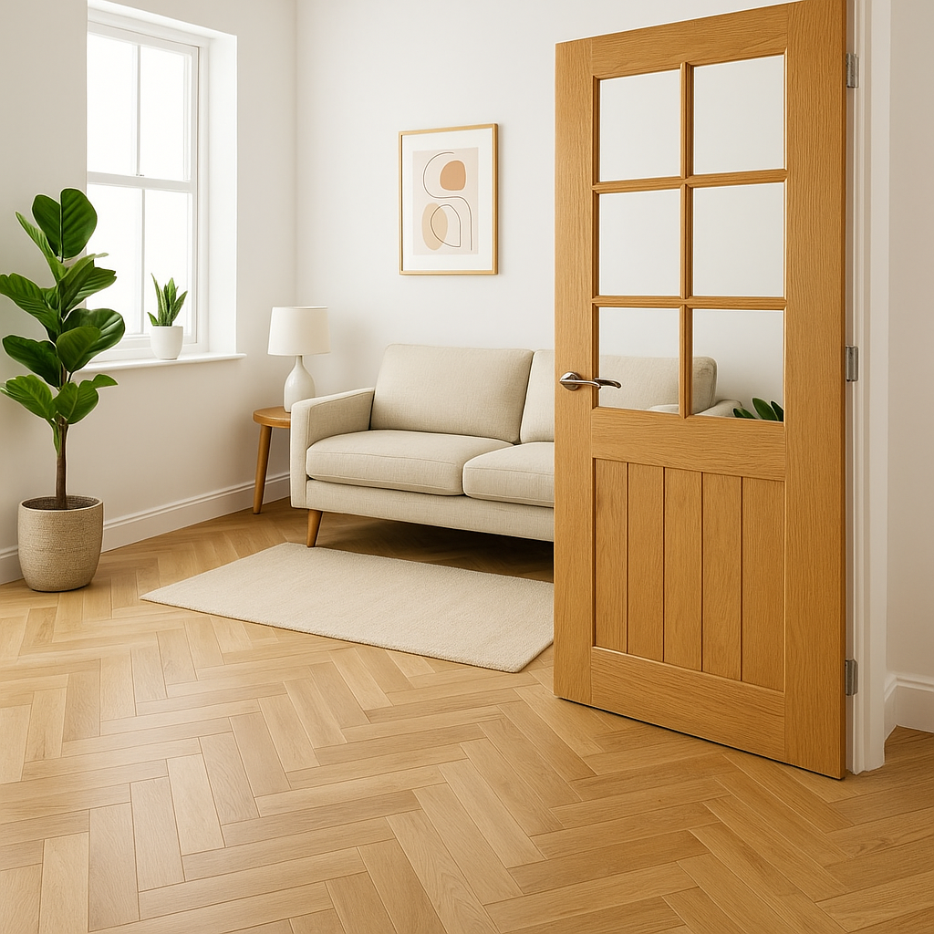 Chevron Parquet 8mm Laminate Flooring in Fortress Rochester Style