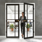 Premium Custom Made Industrial Style Door Pair with Glazing and Solid Core Construction