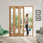 Professional 3 Leaf Bi-Folding Door Set with Polished Chrome Hardware and Slim Line Design for Space Saving