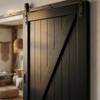 Black Internal Sliding Barn Door with 1 Panel Primed Finish - detail view