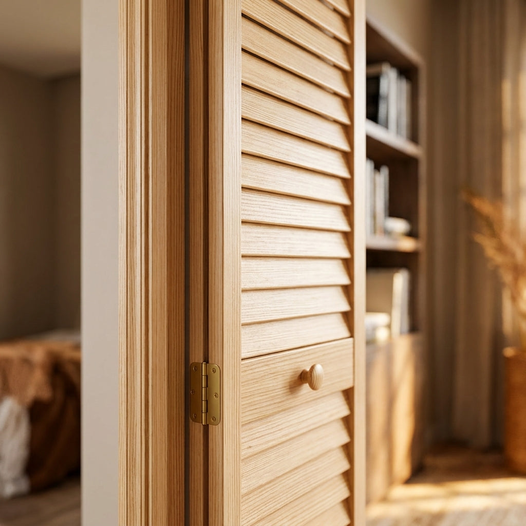28mm Open Louvre Door in Clear Pine Finish - detail view