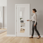 Premium White Internal Door with Clear Safety Glass, Engineered Construction, and Stylish Curved Design for Modern Interiors