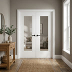 Internal French Door with 1 Light Clear Glass Glazing, White Primed Finish