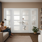 Internal Room Divider Set with Four Obscure Glass Panels, White Primed Finish for Elegant Space Separation - Image 2