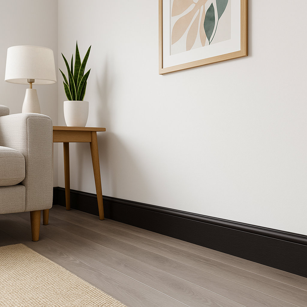2.4m Black Torus Laminate Skirting Board for Stylish Interiors