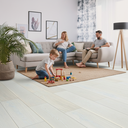 Premium 14mm Engineered Real Wood Flooring in Ivory Oak with UV Lacquer Finish, Perfect for Any Interior