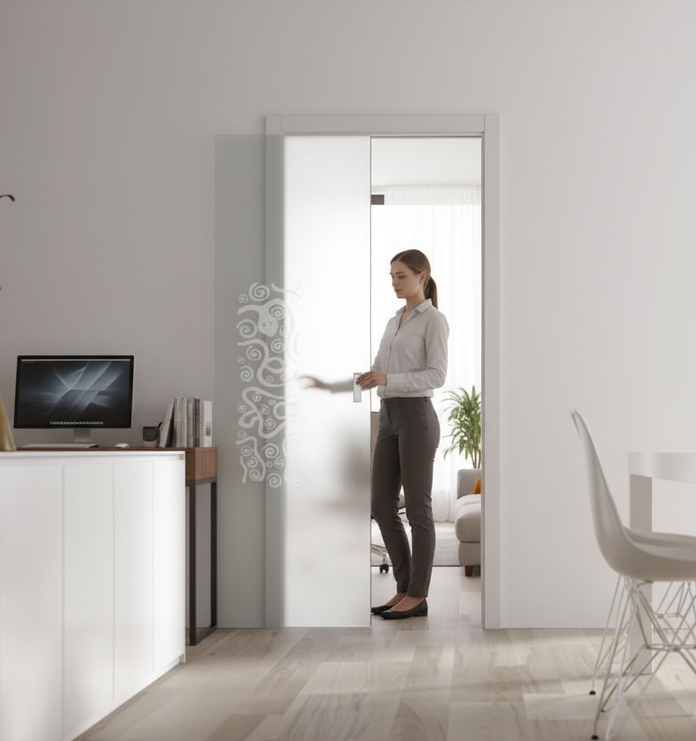 Premium Frameless Satin Glass Door with Easy-Clean Finish and Adjustable Sizing Options Up to 1026mm x 2040mm