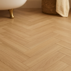 Oak Herringbone Laminate Flooring 8mm Thick with Water Resistance and Bevel Edge - detail view