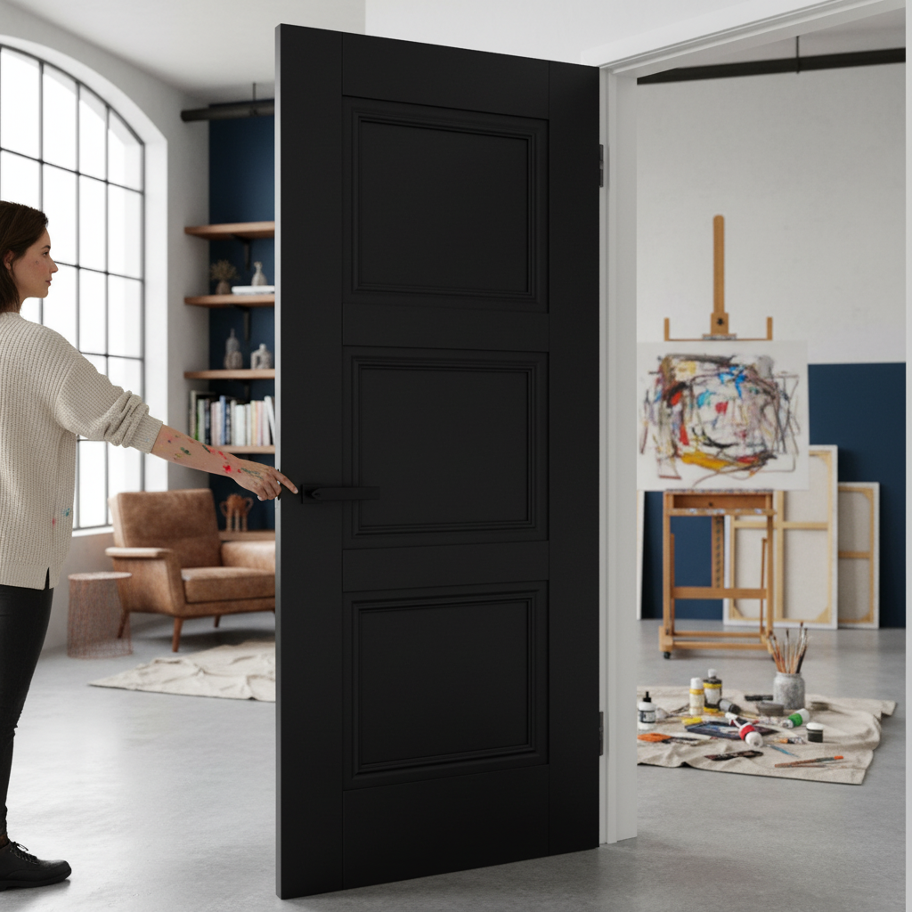 Premium Internal Fully Finished Jet Black Elegance Door - Solid Core for Durability and Soundproofing
