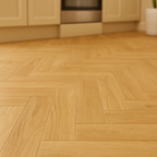 Oak Herringbone Laminate Flooring 8mm with 4V Bevel Edge, Water-Resistant - detail view