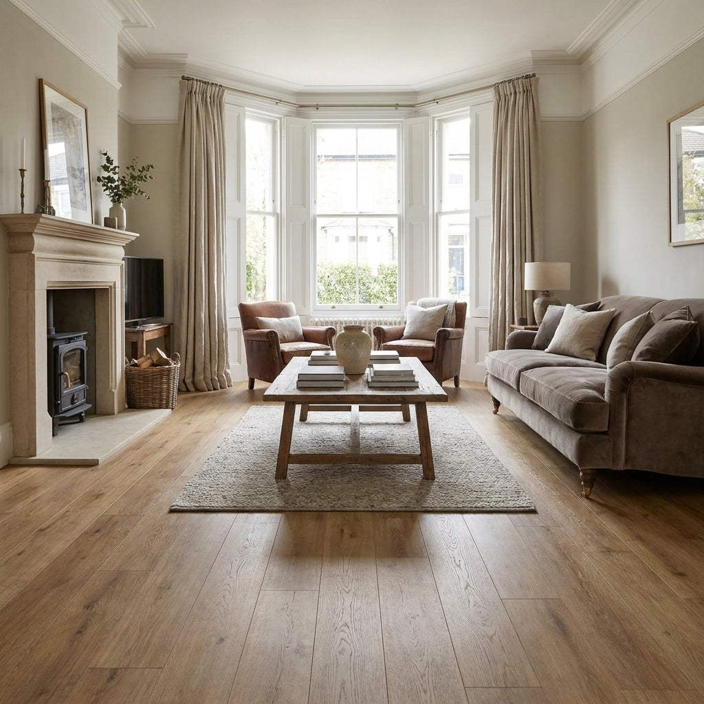 5mm Rigid Core Oak Vinyl Flooring, Embossed UV Coated, 1235 x 192mm