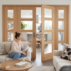 Premium Shaker French Doors with Clear Glazed Demi Panels - Customizable Room Divider