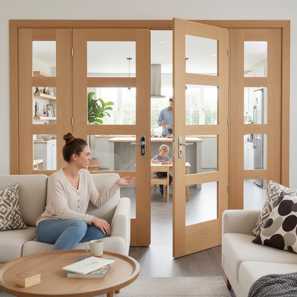 Premium Shaker French Doors with Clear Glazed Demi Panels - Customizable Room Divider