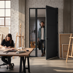Premium Fully Finished 3 Panel Industrial Studio Door - Sleek Black Timber Design, Ready for Installation with Matching Hardware - Image 2