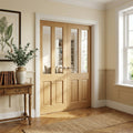 Internal Oak French Door Unfinished Victorian Shaker 2 Panel 2 Light Glazed