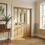 Internal Oak French Door Unfinished Victorian Shaker 2 Panel 2 Light Glazed