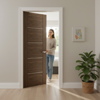 Premium Fully Finished Walnut Internal Door with Aluminium Inlays and Fire Door Certification