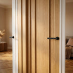 Internal Oak Pair Door, Unfinished, 3 Panel Design, Solid Core - detail view