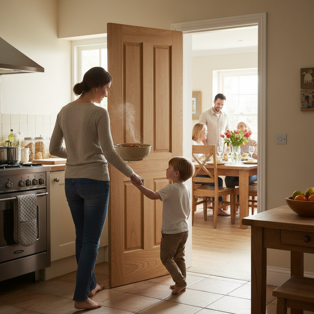 Premium Victorian 4 Panel Internal Oak Fire Door with Non-Raised Mouldings for Enhanced Traditional Home Decor