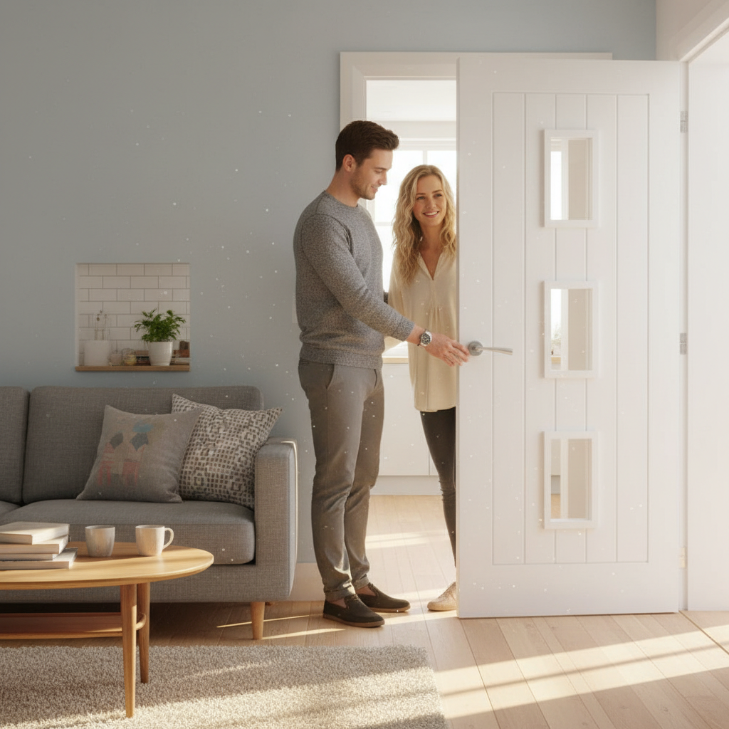 Premium Internal Clear Glazed Door with Toughened Glass Panels and White Primed Finish for Stylish Interiors