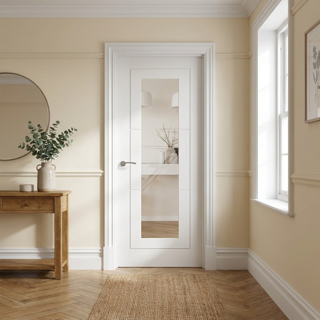 Internal White Door Primed Finish with 1 Light Clear Glass