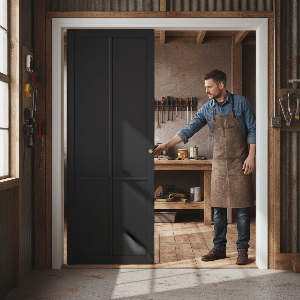 Premium Double Pocket Door System with Galvanised Steel Frame and 35mm Thick Doors