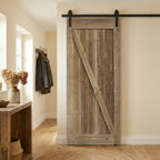 Internal Sliding Barn Door, Carbonised Pine, 1 Panel, Brace, Black Face Mounted