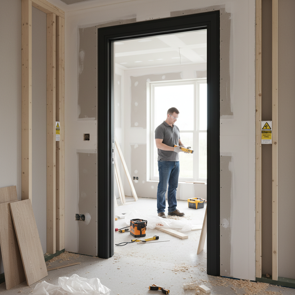 Premium Fire Rated FD30 Door Lining with Loose Stop - Black Primed Hardwood Oak, Ideal for Enhanced Fire Safety