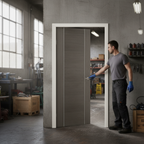 Premium Contemporary Internal Door with Silver Inlay - Chocolate Grey Finish and Engineered Construction for Modern Spaces