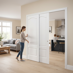 Premium Telescopic Pocket Door System with Wooden Jamb Kit, Adjustable Features, and 15-Year Guarantee for Modern Spaces
