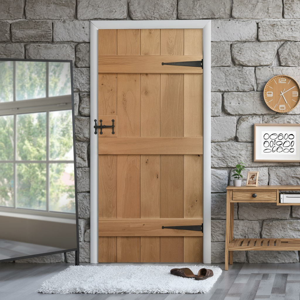 Premium Solid Oak Internal Unfinished Rustic Ledged Door for Enhanced Privacy and Noise Reduction