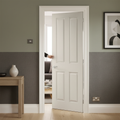 Premium White Primed FD30 Fire Door with Moulded Panel Design and FSC Certification