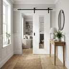 Internal White Sliding Door 3 Panel Primed Finish Clear Glass 1 Light