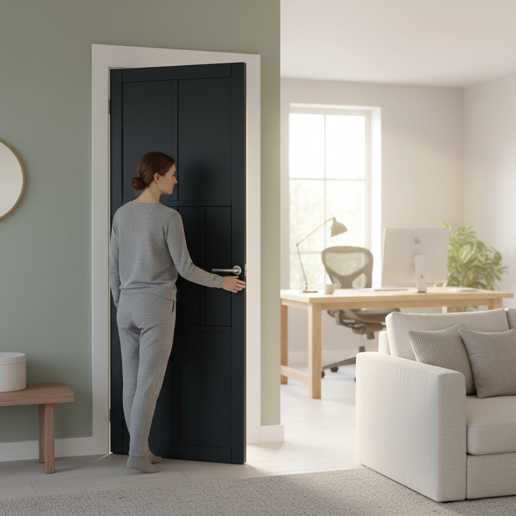 Premium Industrial Style Internal Door with Solid MDF Construction and Black Finish for Modern Interiors