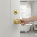 Round Reeded Mortice Bathroom Door Knob Set with Polished Brass Finish, Complete Installation Kit and 10-Year Guarantee -...