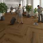 Premium 5mm Anti-Microbial Rigid Core Vinyl Flooring with Herringbone Pattern and UV Coating for High-Traffic Areas