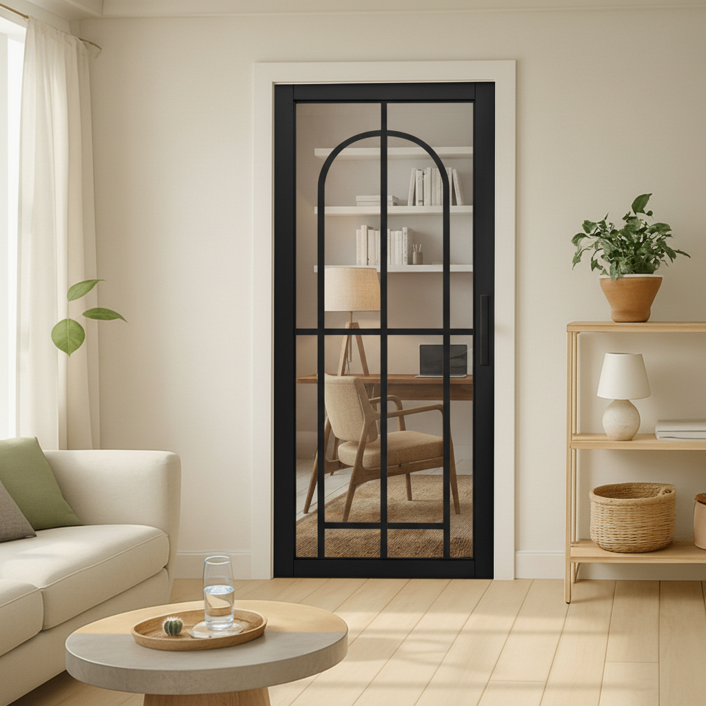 Fully Finished 10 Light Arch Internal Industrial Studio Door with Toughened Safety Glass for Modern Interiors - Image 2