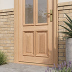 External Hardwood Door Unfinished with Raised Mouldings and Clear Glass - detail view