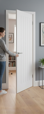 Premium Textured White Vertical 5 Panel Internal Door - Hollow Core with Fire Rated Option and 10-Year Guarantee