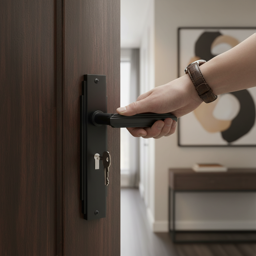 Premium Matt Black Keyhole Handle with Stepped Design and 10 Year Guarantee - High-Quality Professional Grade for Industrial and Commercial Applica...