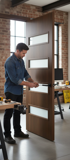 Premium Custom Made Walnut 3 Light FD30 Fire Door - Bespoke Size Options and Certifications for Safety