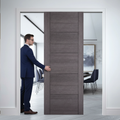 Premium Telescopic Pocket Door System with Ash Grey Finish and Comprehensive Timber Lining Kit for Modern Spaces