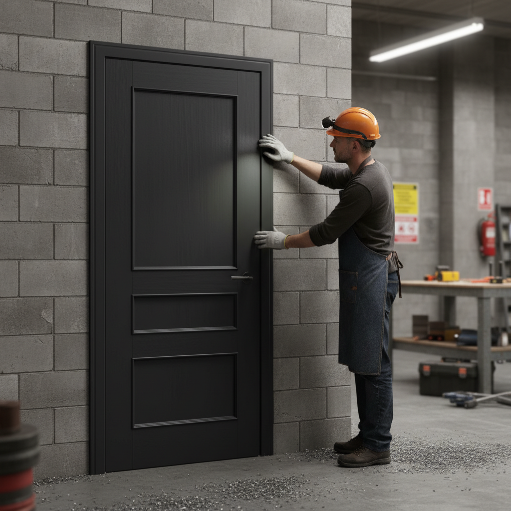 Premium Charcoal Black 3 Panel Internal Fire Door with 30 Minutes Fire Rating and Engineered Construction for Strength