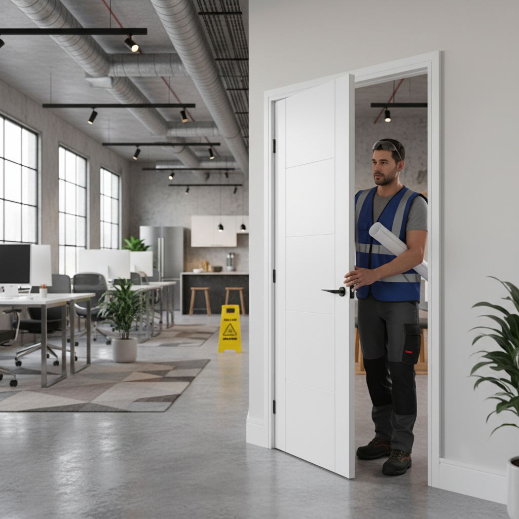 Premium Contemporary Internal Door with V Grooves and Solid Core Construction for Modern Interiors