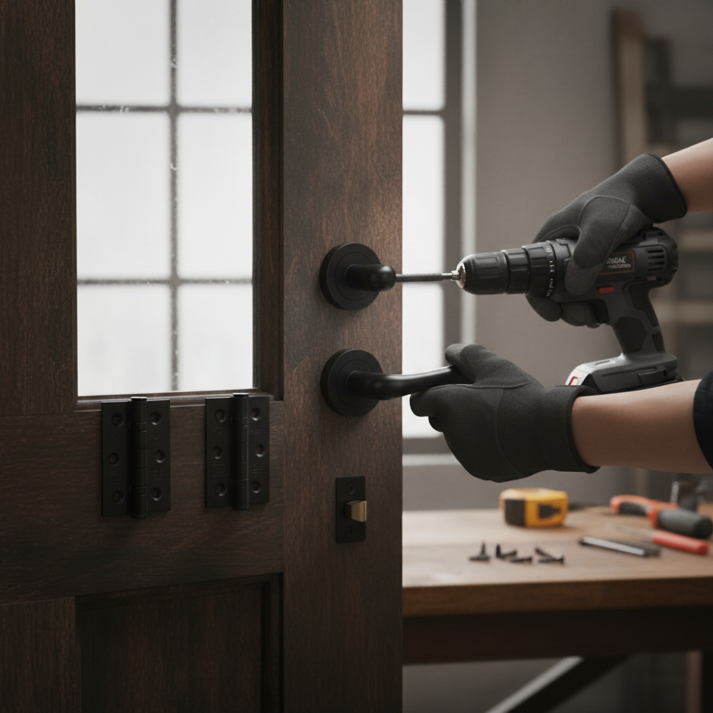 Premium Matt Black Door Handle Pack with Lever Design, Hinges, and Latch Options for Stylish Interiors