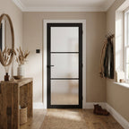 Internal Made-to-Measure Black Door Fully Finished with 3 Light Obscure Glass