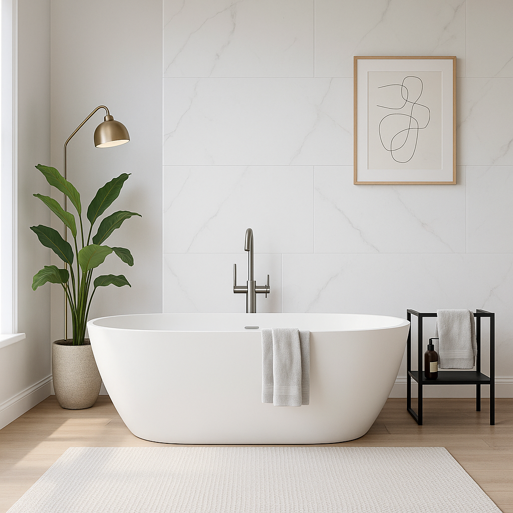 Waterproof Matt Wall Panelling in Pearl White Marble - 4mm Thickness