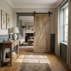 Internal Sliding Barn Door, Carbonised Pine, 1 Panel, Black Top Mounted