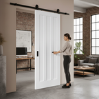 Premium Internal Sliding Door with Three-Panel Design and Black Top Mounted Track for Modern Spaces